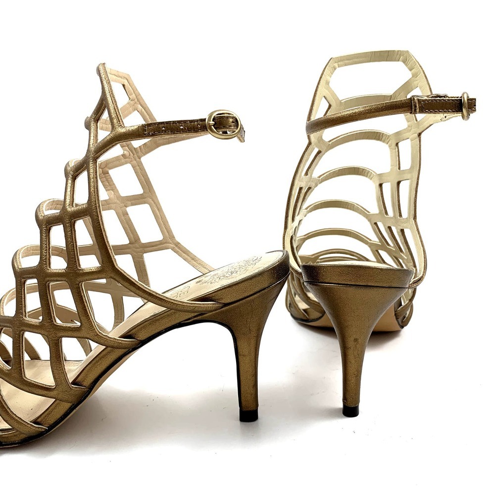 ❌SOLD❌VINCE CAMUTO gold leather caged high heel shoes - Picture 11 of 16